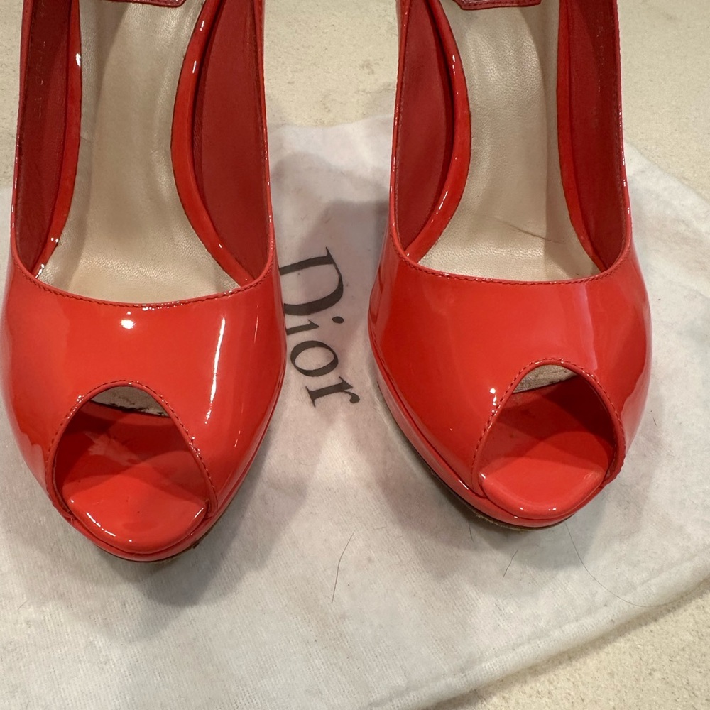 Dior Pink and Red Heels Peep Toe - Picture 12 of 12
